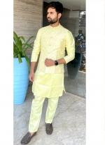 Banglori Silk Yellow Traditional Wear Sequins Work Readymade Kurta Pyjama